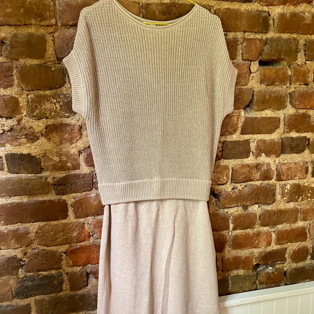 Cremieux Tee Sweater Dress in beige, NWT